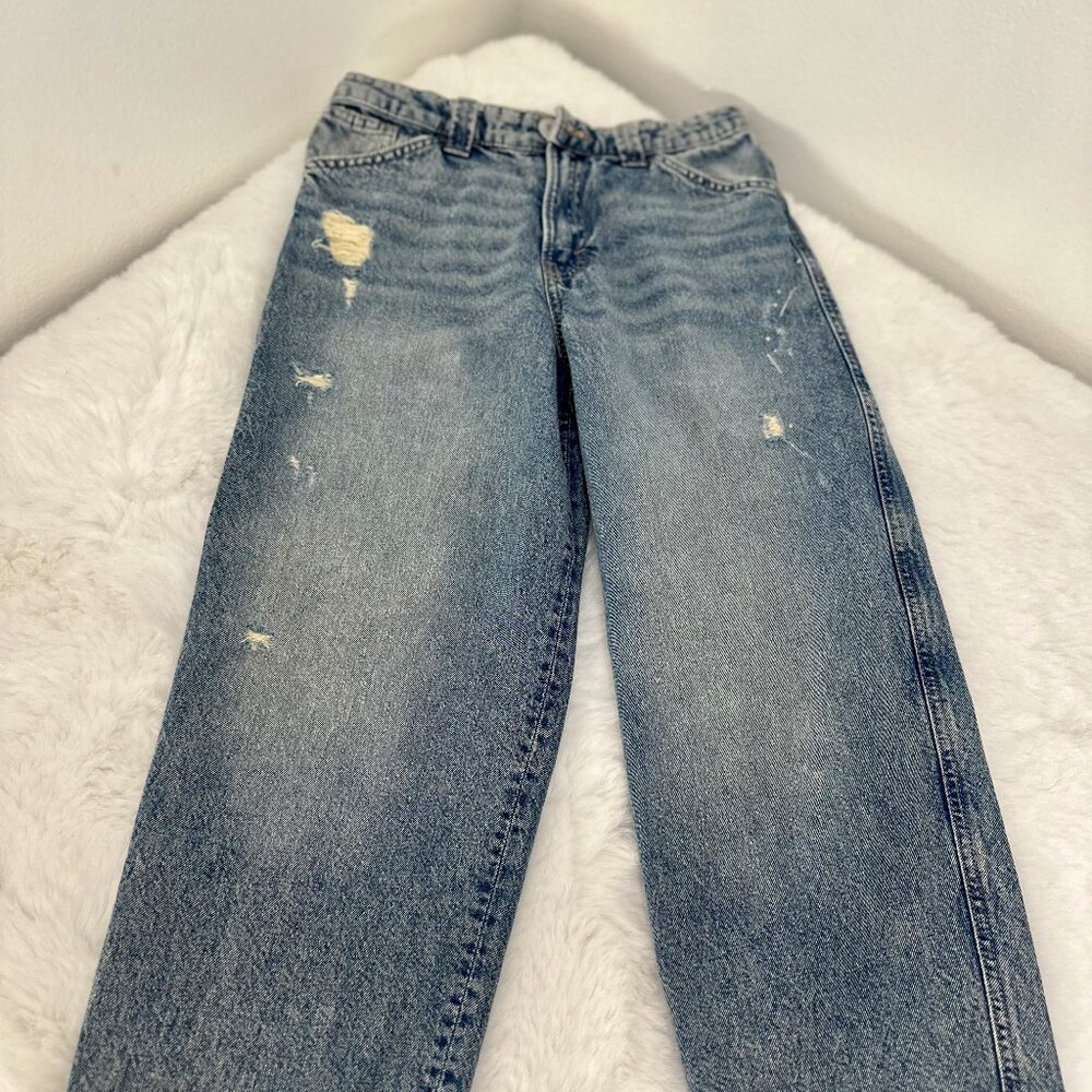 H&M Girls Baggy Fit Jeans – Distressed Light Wash